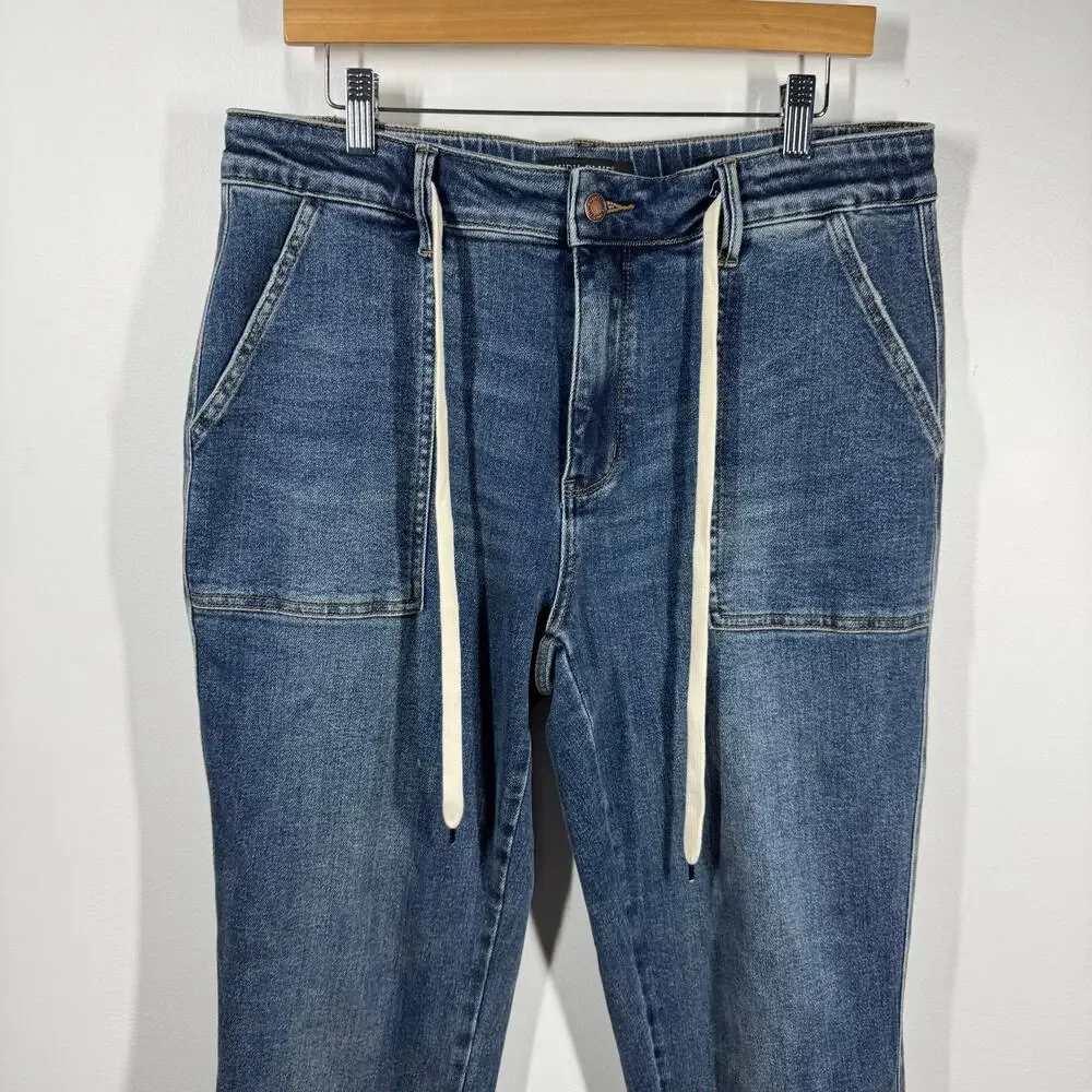 Judy‎ Blue Women's 13/31 High Waist Medium Wash Drawstring Double Cuffed Jogger